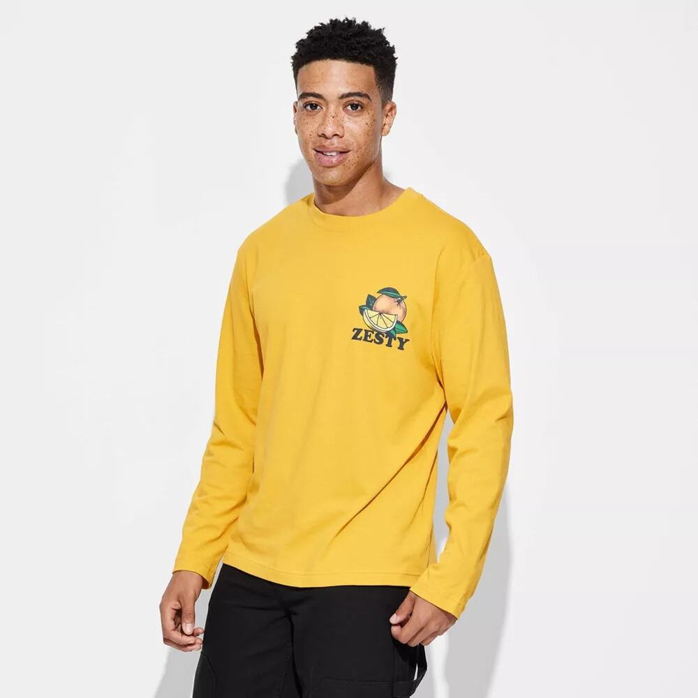 Original Use Zesty T-Shirt Men's Large Yellow Long Sleeve Gay Pride 100% Cotton